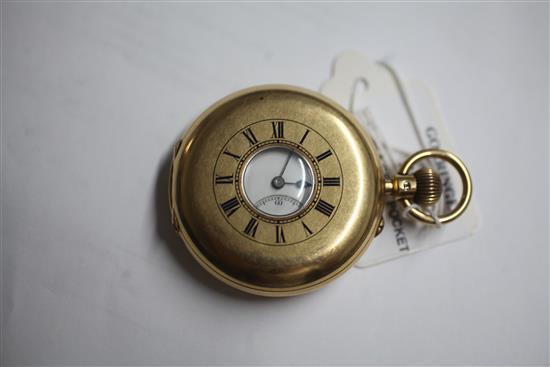 An 18ct gold half hunter keyless lever pocket watch, by Johnson Walker and Tolhurst, Class A Kew Certificate,